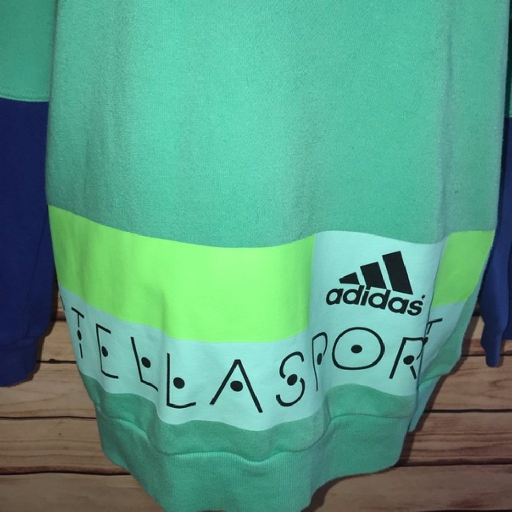 STELLA MCCARTNEY X ADIDAS Athleisure Sport Green Long Hoodie Jumper - Picture 11 of 16